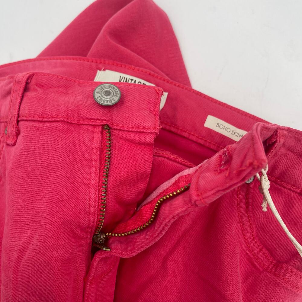 VINTAGE AMERICA BLUES Jeans Size 6R/28 Missy Stretch Skinny Red/Pink Zipper NWT - Picture 6 of 15